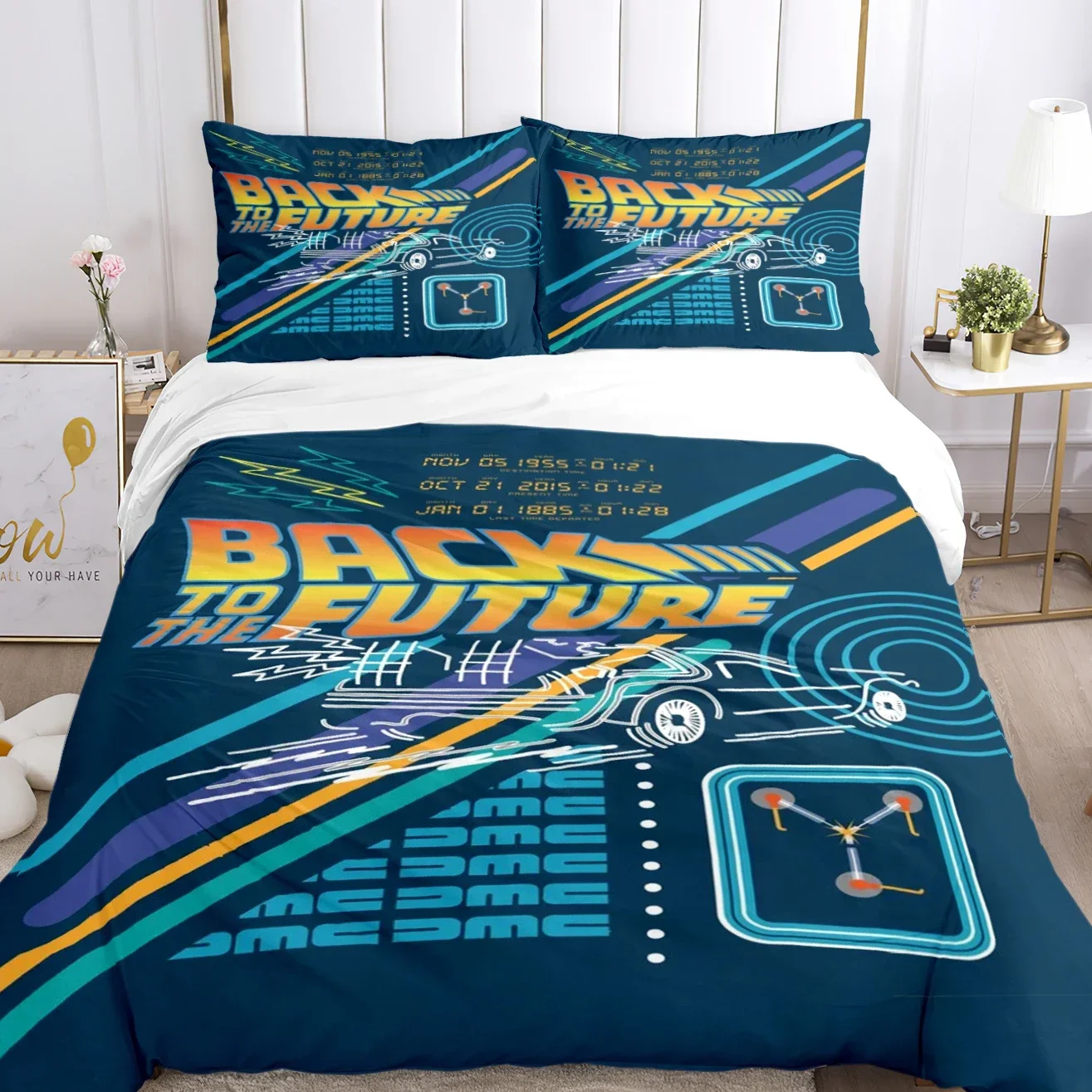 3D Cute Kawaii Duvet Cover Back To The Future Canary Bedding Set Kid Covers Boy Bed Linen Set for Teens Single/Double/Queen/King