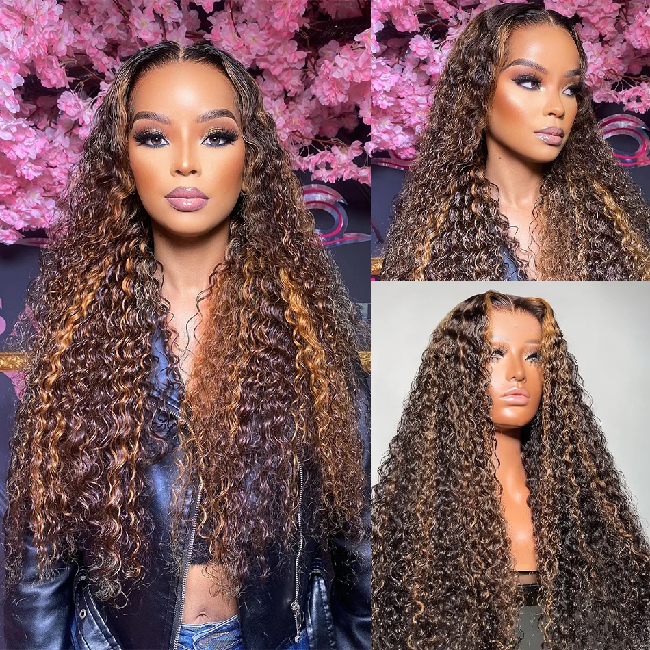 

Highlight Wig Wet And Wavy Human Hair Frontal Water Wave Curly Wig Human Hair 13x6 13x4 hd Lace Blonde Omber Human Hair Wigs