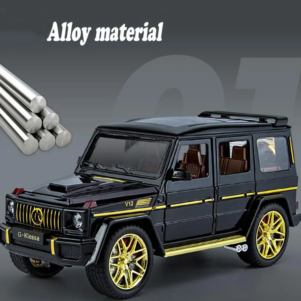 AMG G63-子供用合金ダイキャストのおもちゃの車,スケール1:24,ミニチュア金属,音と光,ドアの引き戻し,オープンカー,男の子へのギフト