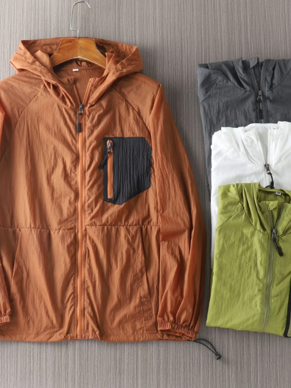 

Men's Outdoor Spring Summer Sportswear Casual Hooded Sun Protection Skin Jaet Loose Fit Faion Urban Sle Long Sve