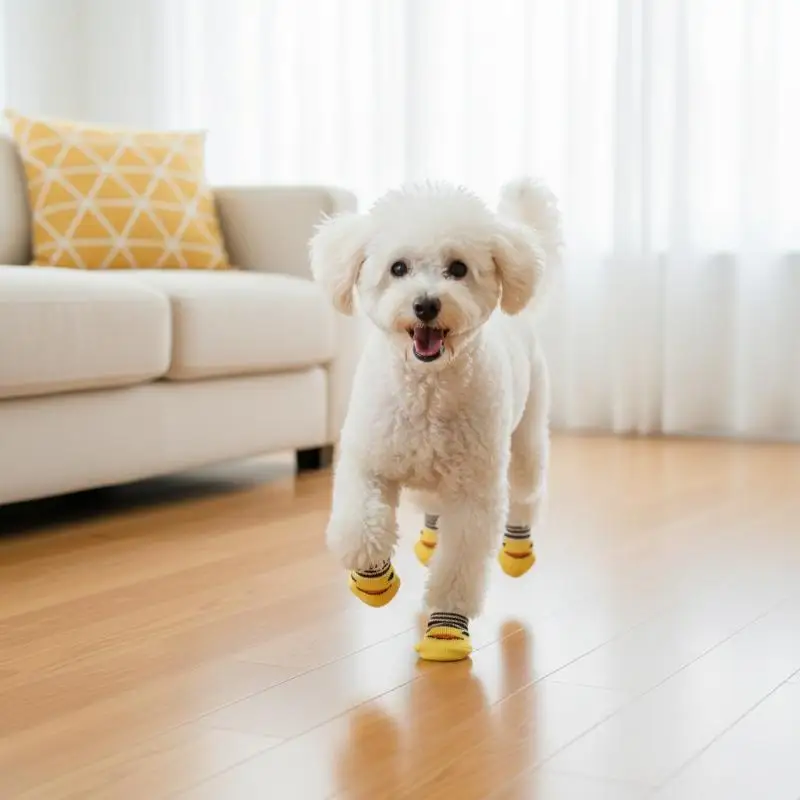 

[HGPC]Cartoon Pet Cat Dog Floor Anti-slip Socks Prevent Scratching And Dirt Warm Soft Pet Kitten Puppy Feet Paw Protector Socks