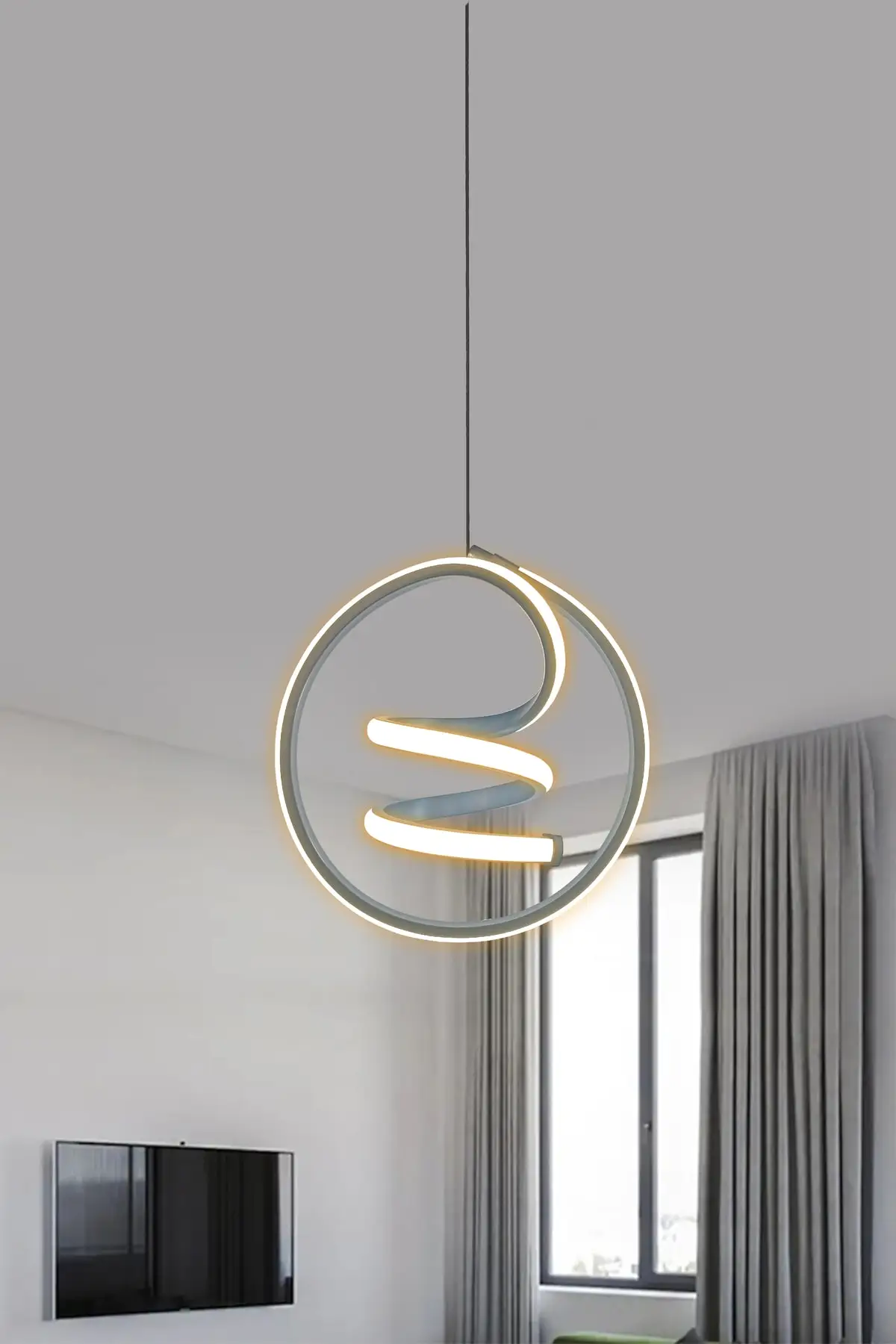 DOLBOVI Modern pendant Led chandelier silver gray case day light