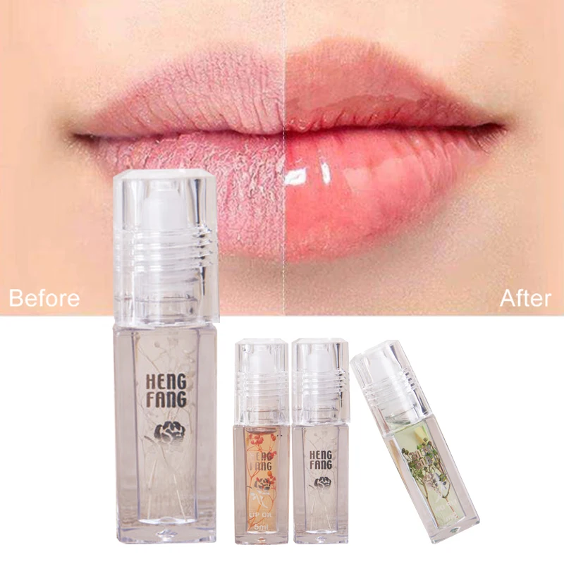 12Pcs Hengfang Flowers Nutritious Lip Oil Transparent Moisturizing Lip Gloss Long Lasting Roller Ball Lip Care Lip Balm Makeup