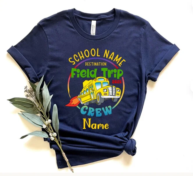 Picture 4: Custom 2026 Field School Trip Shirt Graduation Class Reunion Shirt Personalized Teacher Gifts School Bus Shirt Casual Loose Top