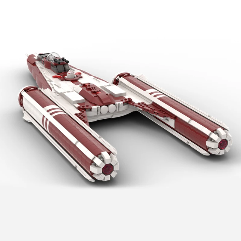 MOC Star Y-Wing Starfighter Dark Blue Red Yellow Version Building Block Set with Stand for Fans Model Assembly Toy Birthday Gift view 3