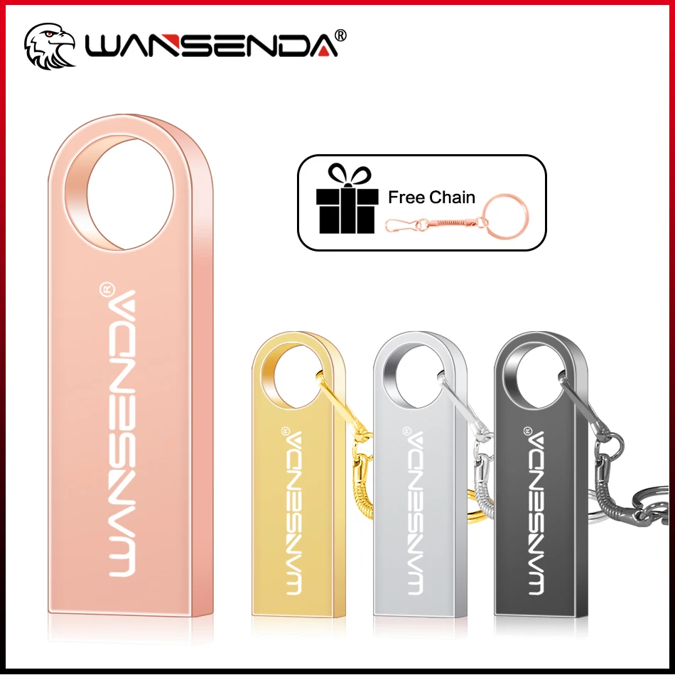 Wansenda Mini Metal USB Flash Drives USB 2.0 New Style Portable Pendrives 128GB 64GB 32GB 16GB 8GB 4GB Pen drive Memory Stick