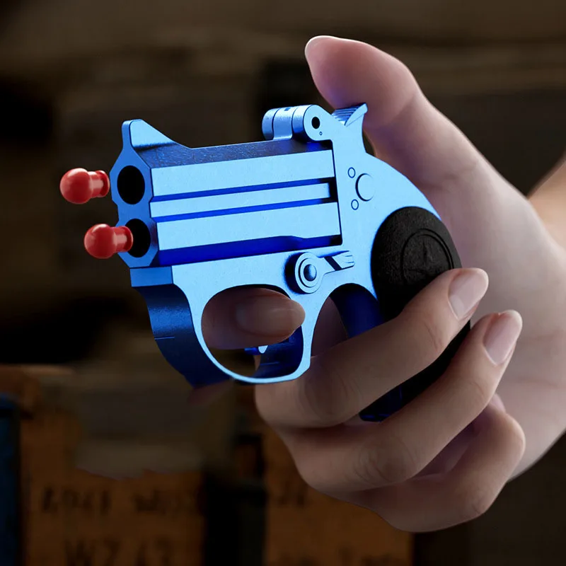Delinjie Mini Soft Bullets Gun Toy Revolver Science Education Pistol Model EDC Funny Gift Tools
