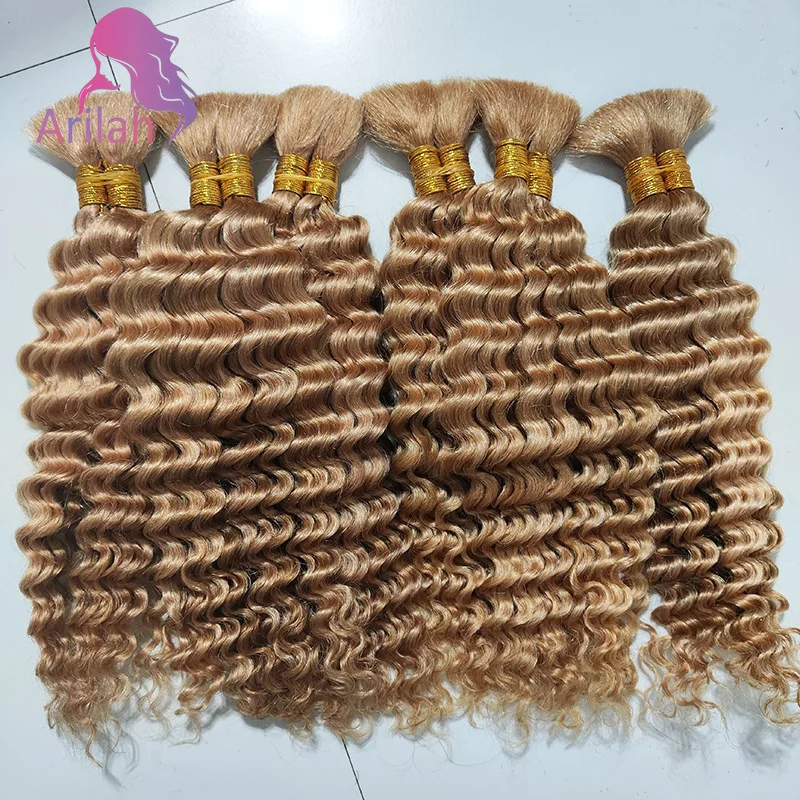 

Массовые волосы для плетения, человеческие волосы с глубокими волнами, без утка, медовые светлые волосы, 1/2/3 шт. # 27-цветные косы для женщин