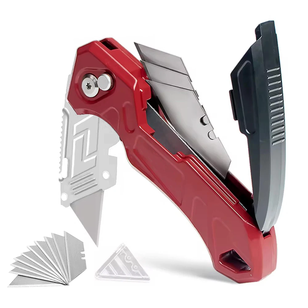 

1pc Multi-function folding knife, quick-change box cutter, blade stored in handle, for cable cartons,with spare blades