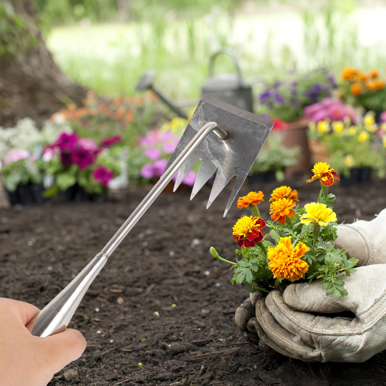 

Garden Weeder Tool 5-Teeth Stainless Weeding Puller Rake Lawn Park Durable Tools Manual Remover