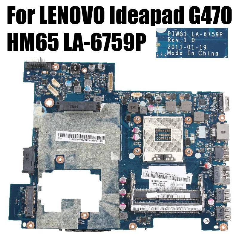 

LA-6759P For LENOVO Ideapad G470 Laptop Motherboard 11S11013568ZZ PIWG1 LA-6759P HM65 HDMI Notebook Mainboard Full Tested