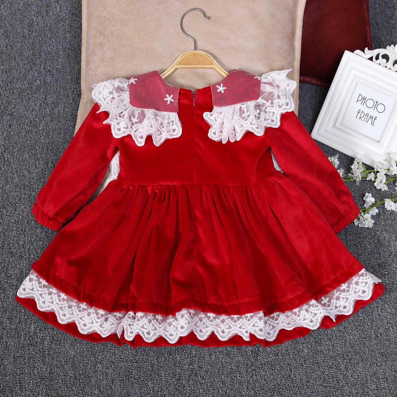 0-24Month Pink Lace Birthday Baby Girl Dress Party Wedding Lovely Princess Red Cute Newborn Toddler Baby Girls Clothes OBF228414