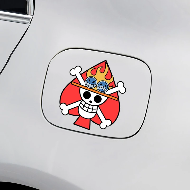 One Piece Anime Sticker Car Fuel Cap Decoration Skull Decoration Sticker Monkey D. Luffy Electric Car Sticker Children\'s ToyGift