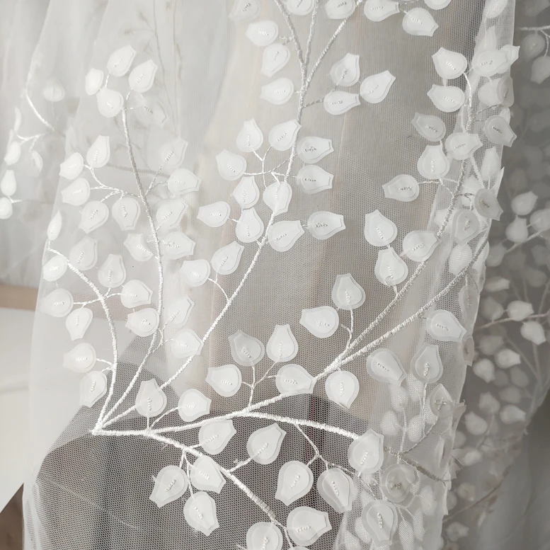 Fairy models beautiful branches three-dimensional mesh embroidery wedding dress veil fabrics