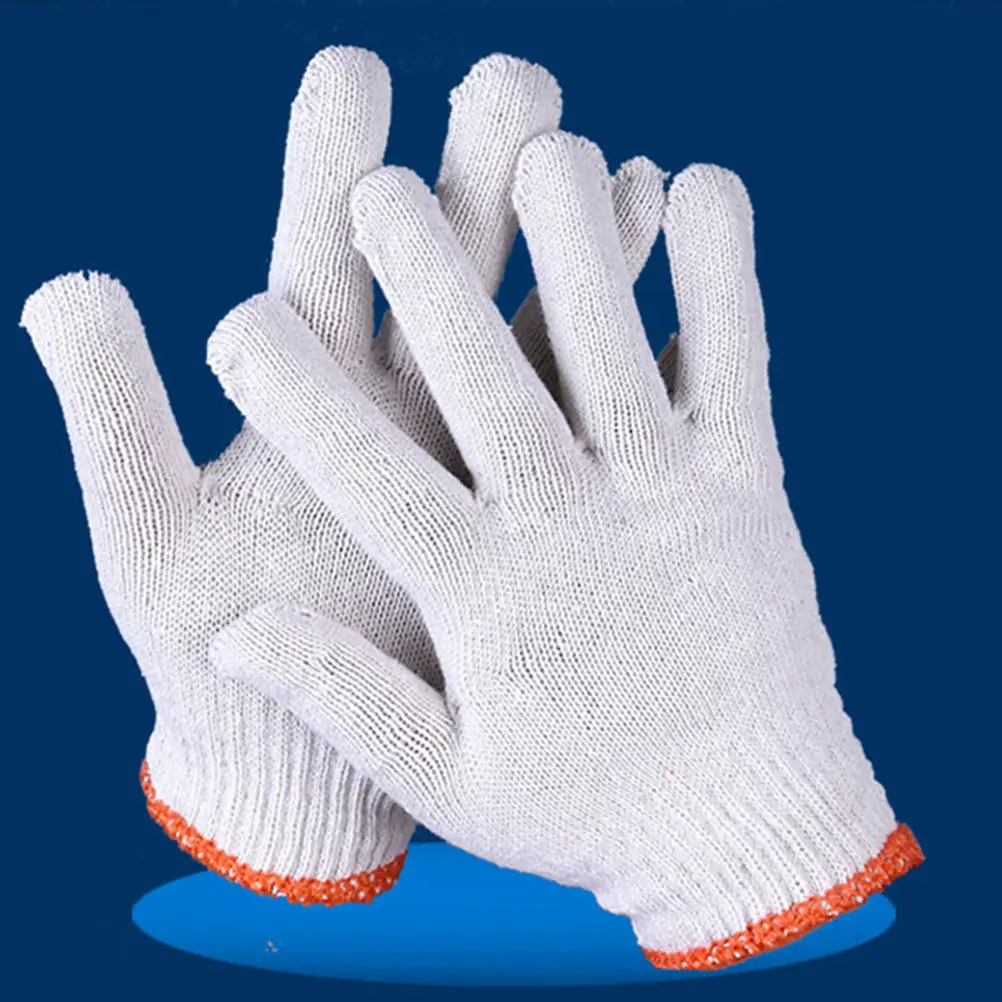 

12Pcs Cotton Yarn Protective Gloves Wearproof Labour Protection Construction Site Mechanic Home Workshop Skid Resistance Gloves