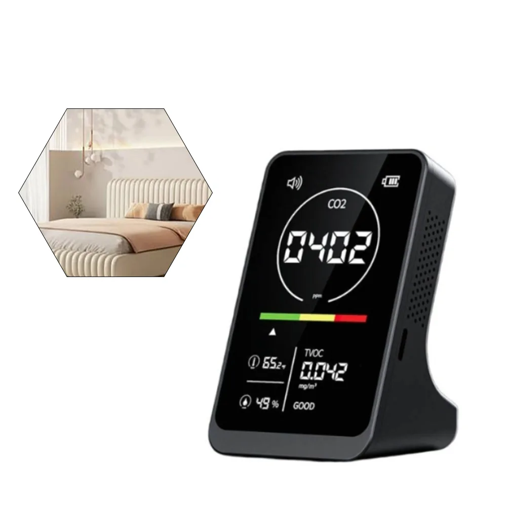 For Greenhouse Indoor Pollution Meter 4-in-1 Tester For Office For Camping 2500mAh Temperature Control Measures TVOC