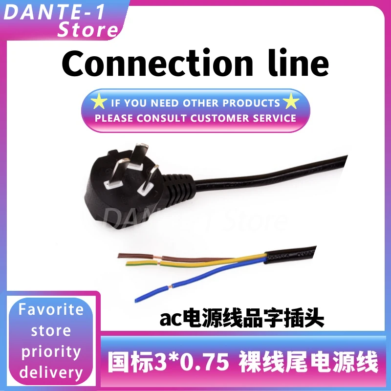 AC power cord pin plug computer host charging rice cooker 3-pin foot with wire battery 10A single head 0.75 square