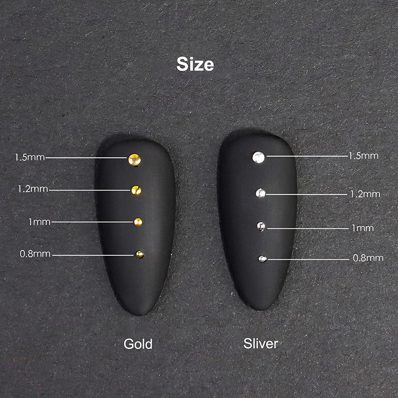 حوالي 1000 قطعة مسمار الفن صغير الفولاذ المقاوم للصدأ حبة معدنية الجوف الذهب فضي صغير مايكرو الكافيار الأظافر الخرز ثلاثية الأبعاد عدة مسمار الزينة