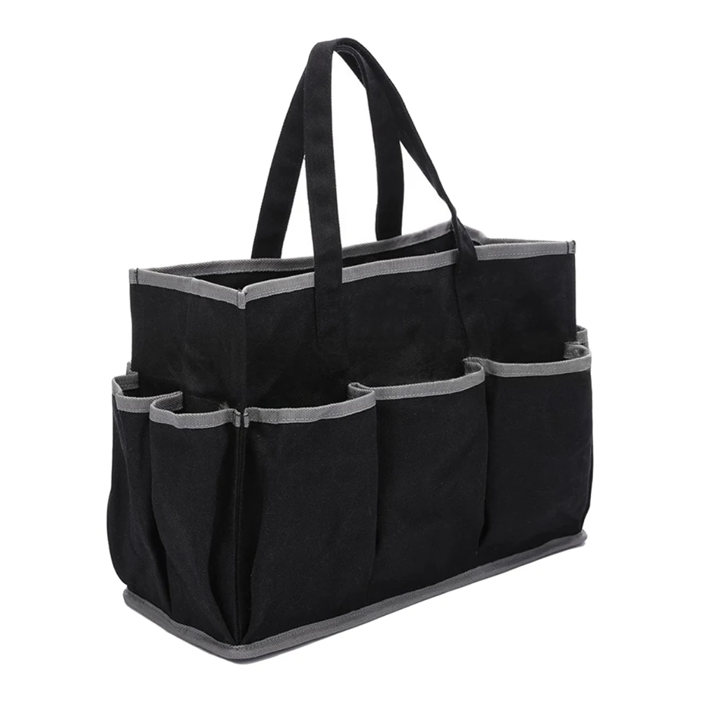 Heavy Duty Waxed Canvas Tool Tote with 10 Pockets for Gardeners and Handymen Robust Design for Frequent Tool Transport