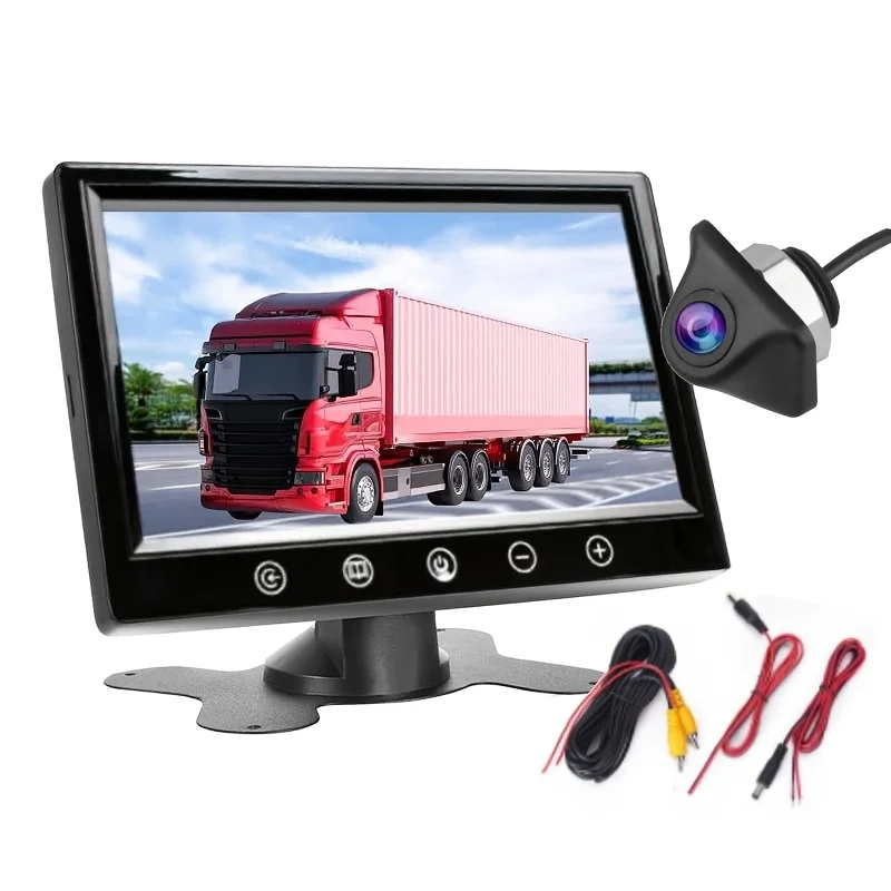 7 Inch Touch Button Desktop Monitor with Backup Camera,TFT LCD Display Screen,Rear View Camera Kit for Car/Truck/Home/Office Use