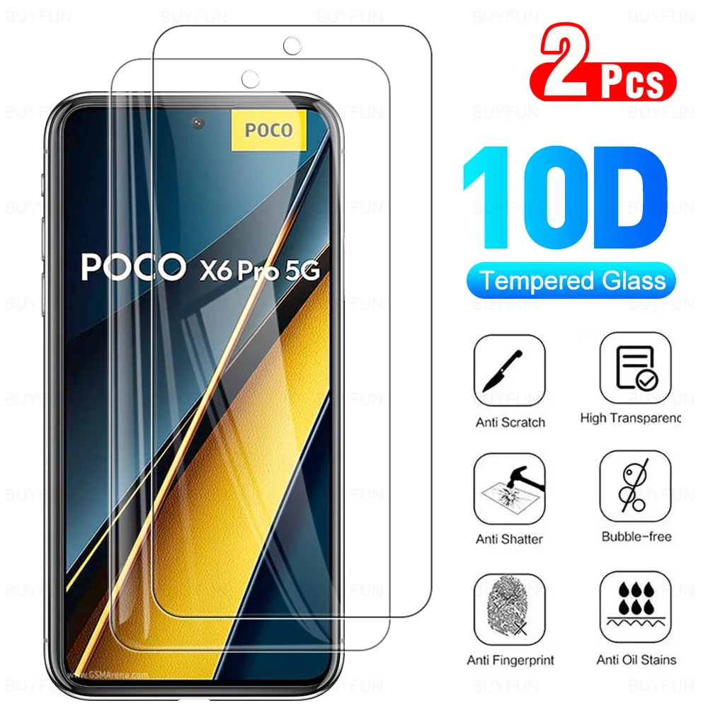 2Pcs Pretective Glass For Xiaomi Poco X6 Pro 5G Screen Protector For Xiaomi Poco X6 5G PocoX6 X6pro X6 Pro Clear Film 6.67\