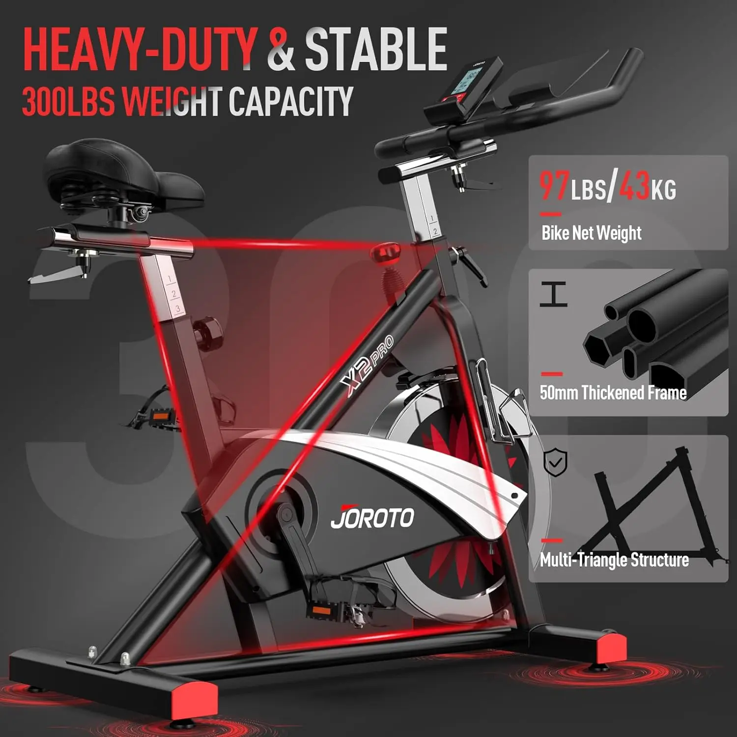 X2|X2PRO Exercise Bike, X4S Bluetooth Stationary Indoor Cycling Bike with Readable 100 Levels Magnetic Resistance, Plus 12.6 inc