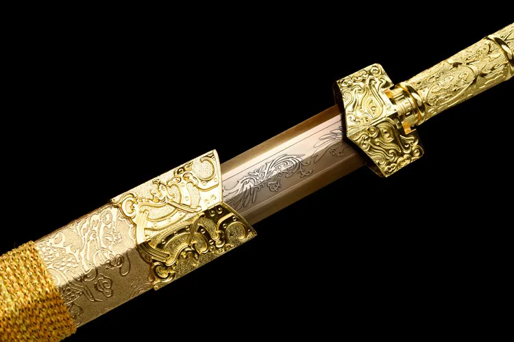 

108 cm Medieval Golden Dragon Sword katana full tang True Steel Templar Knight Samurai Sword Battle Preparation Ninja Kung Fu Ma