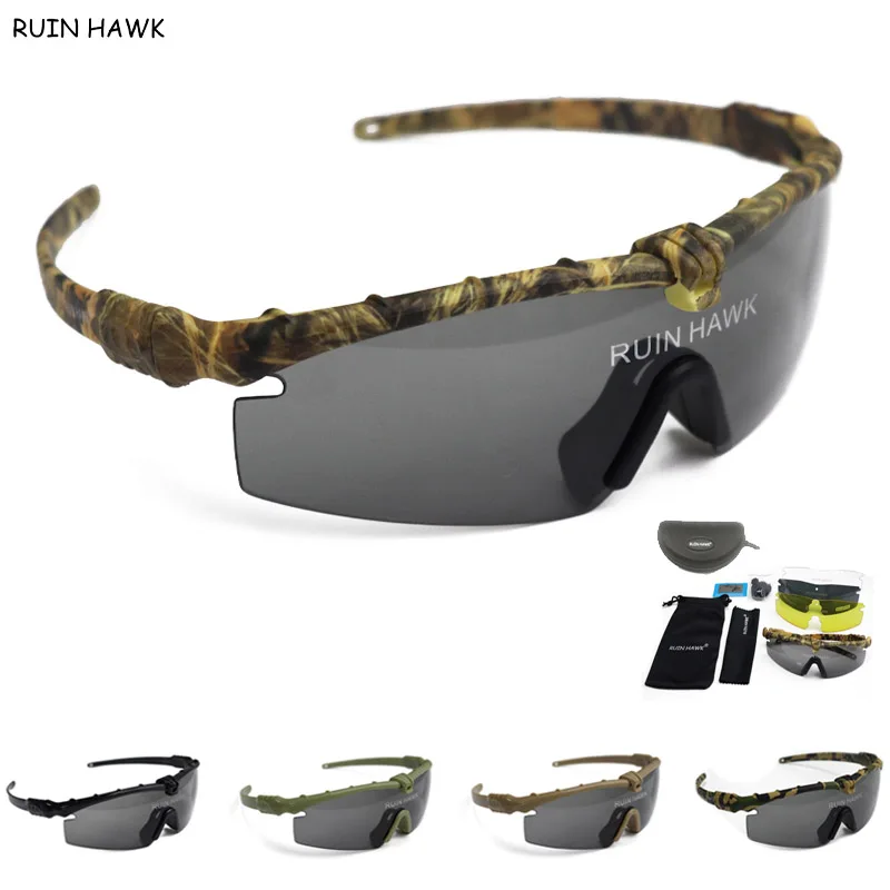 4 Lenses Army Goggles Outdoor UV Protection Sports Hunting Sunglasses Airsoft Polarized Eyewear Military Hiking Tactical Glasses