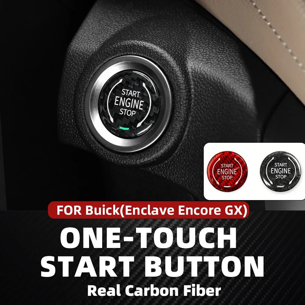 

For Buick Enclave Encore GX Car Interior Engine Start Stop Button Cover Real Carbon Fiber Sticker Auto Accessories Modifications