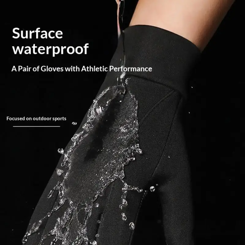 الخريف الشتاء في الهواء الطلق قفازات ركوب الدراجات رياضة اللياقة البدنية الرياضة الجري الدافئة شاشة تعمل باللمس نونسليب قفازات دراجة نارية قفازات الرجال السود #5