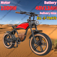 E Bike 1000W Brushless Motor 48V13AH Lithium Battery Mountain Aldult City Electric Bike 20*4.0 Inch Fat Tire Electric Bicycle