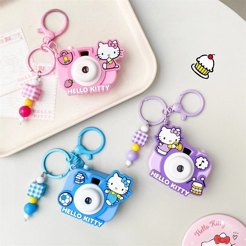 

Creative Cute Hello Kitty Hellokitty Projection Camera Keychain Pendant Cute Cartoon School Bag Decoration Pendant