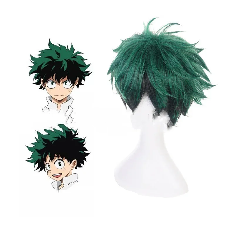 Peluca de Cosplay de Anime Izuku Midoriya 2026, Peluca de Boku No Hero Academia, Peluca de Izuku Midoriya Deku + Redecilla para el Cabello