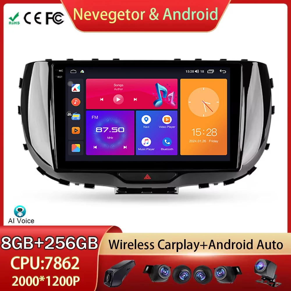 

For Kia Soul SK3 2019 2020 Android Auto Car Radio Head Unit Multimedia Video Player GPS Navigation QLED Screen WIFI No 2din DVD