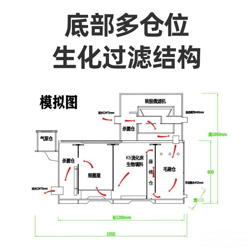 All-in-one Circulating Aquaculture System Koi Fish Pond Rotary Drum Microfilter Filter