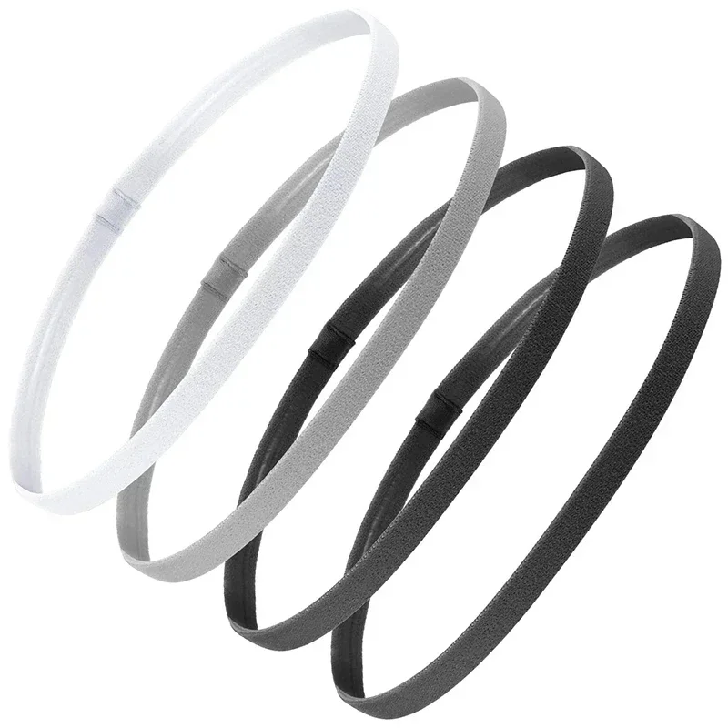 4 Peças Sólido Grosso Antiderrapante Elástico Esportes Livre Hairbands Hairbands Faixas Cabelo Sweatbands Para Mulher Para Homem