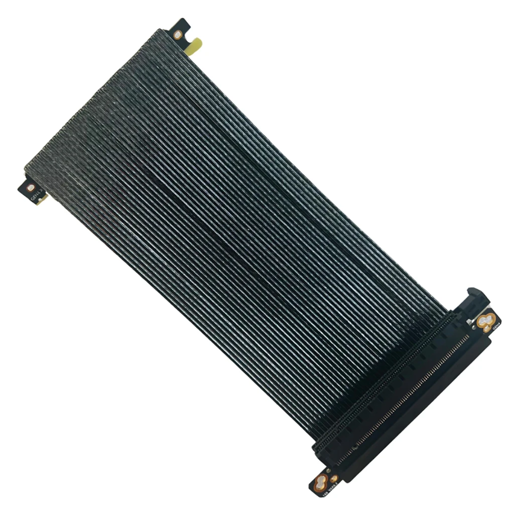 PCIe 4.0 x16 Riser-Kabel, versilbert, flexibel, doppelt umgekehrtes Verlängerungskabel, PCI-E Gen4, für ITX-Gehäuse, Grafikkarte – Detail 3