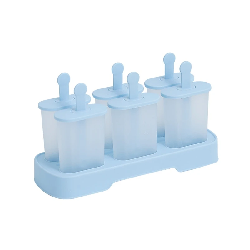 Plastic Popsicles Molds with Tray, Reusable Sticks, Homemade Kids Ice Cream Mould, DIY Lolly Maker, Kitchen Tool, 6Pcs Set