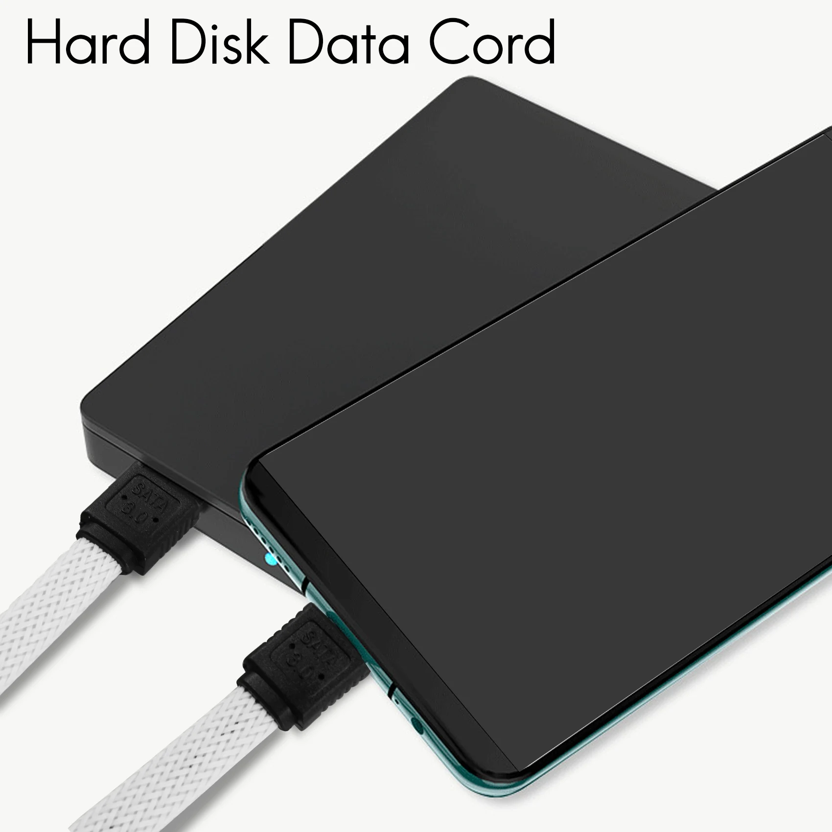 50CM Premium White SATA 3.0 III 7pin Data Cable 6Gb/s SSD HDD Hard Disk Cord with Nylon Sleeving