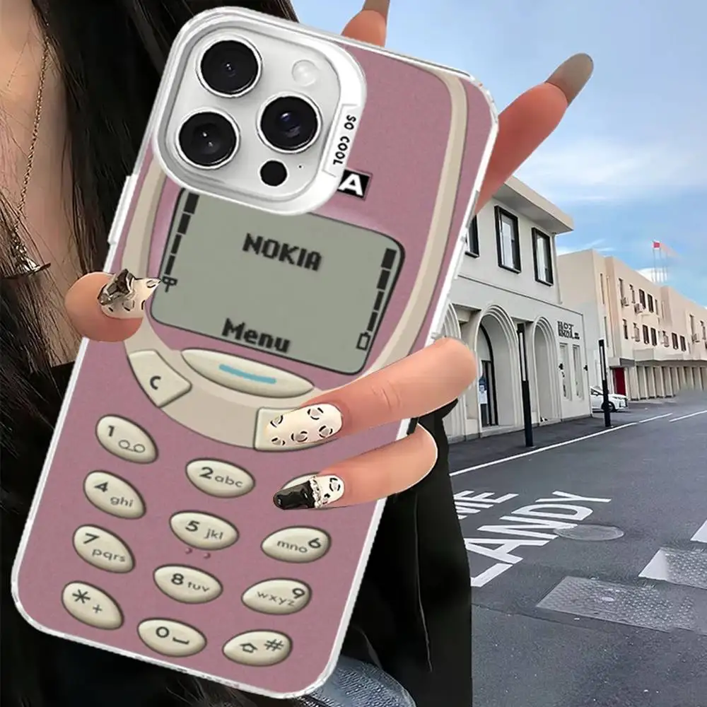 Casing Ponsel Retro N-Nokiaes Warna Perak Untuk IPhone 17 16 15 14 13 12 11 Pro Max Plus