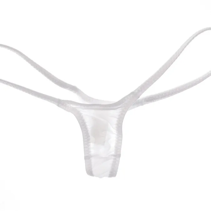 Solid Color Women Mini T-back Panties, Low Rise High Elastic Ice Silk, Sheer Single Layer Thin Band Female Thong Underpants