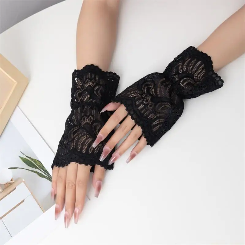 31bf-エレガントなレースフラワー手袋取り外し可能な袖口スリーブハンドウェアアクセサリー女性のファッションレイヤリングフォーマル衣装