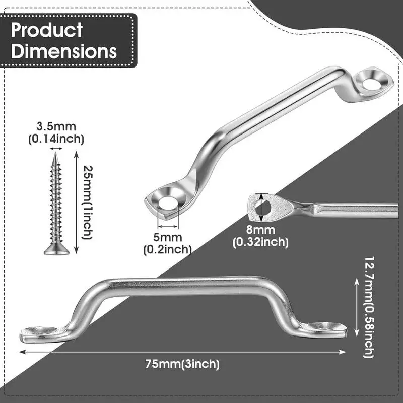 Footman Loop 4x roestvrij staal, zwaar uitgevoerde spanankers, roestbestendig bootbeslag met platte kop, tapschroeven voor dagelijks gebruik