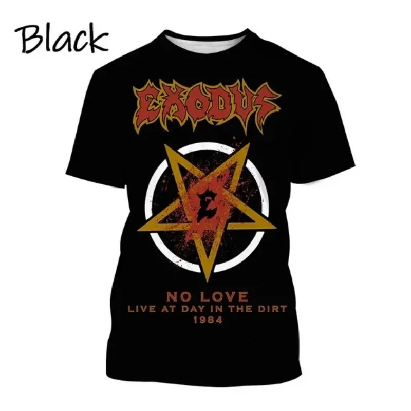 Metal Rock Exodus Band 3D Print O-Neck Tshirt Men Fashion Tees Casual Short Sleeve Oversized  Y2K Harajuku Unisex Clothing