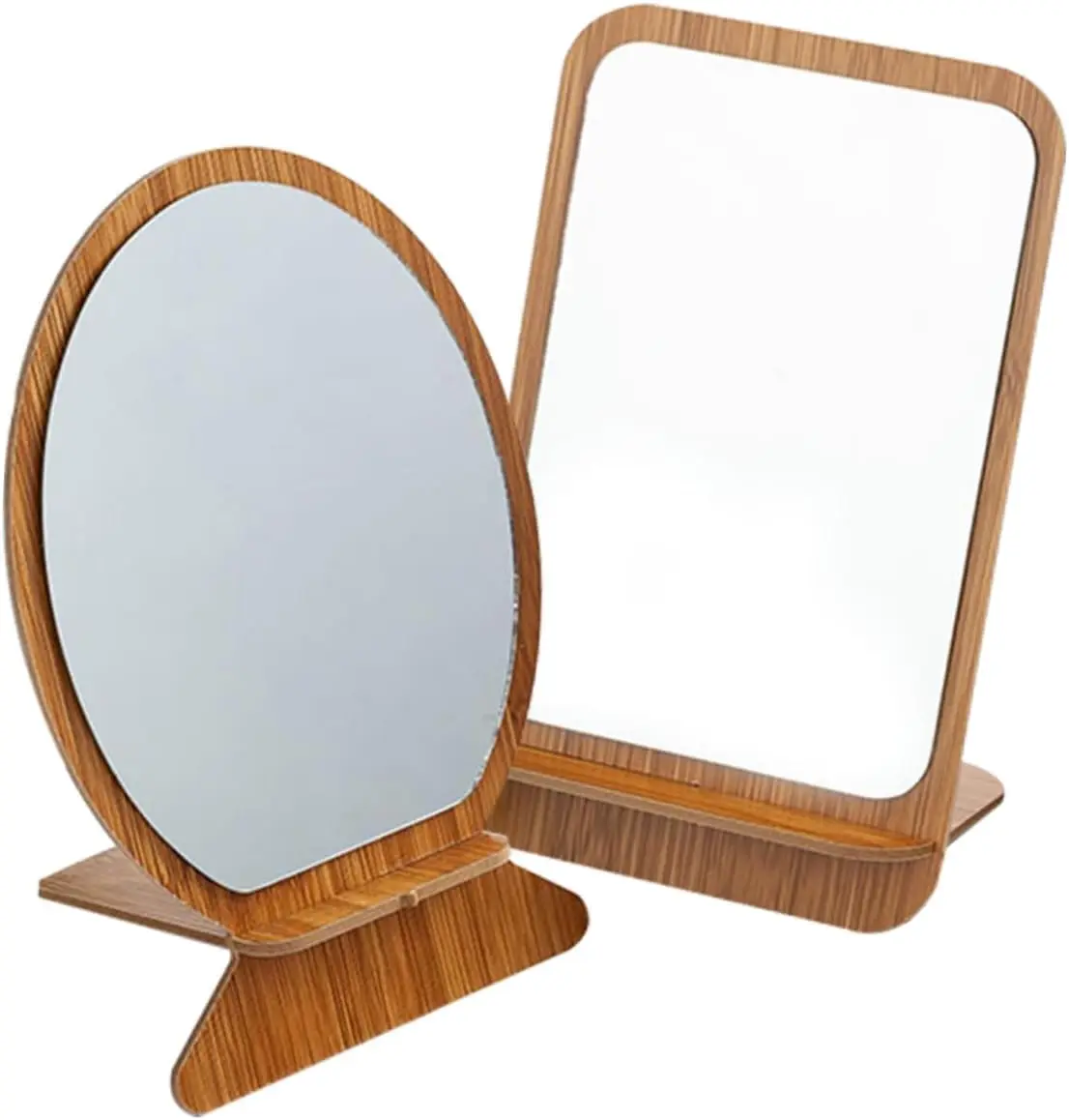 

2pcs Wooden Wooden Folding Makeup for Women Men Barber Hairdressing Table Mirrors Table Dresser Portable Standing