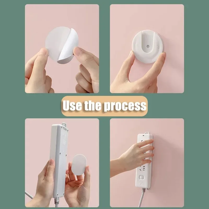 Wall-Mounted Holder Storage Hook Punch-free Plug Racks Extension Sockets Fixer Cable Wire Organizer Seamless Power Strip Holder image 4