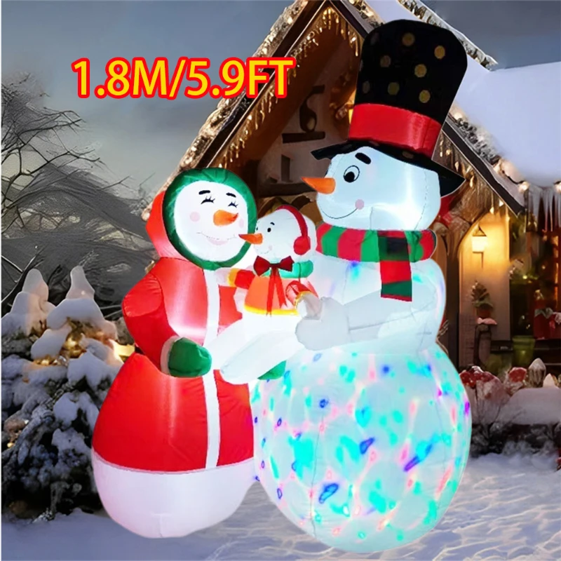 

Inflatable Toy Snowman's Family Christmas Inflatable Model Luminous Inflatable Model Christmas Atmosphere Decoration Model