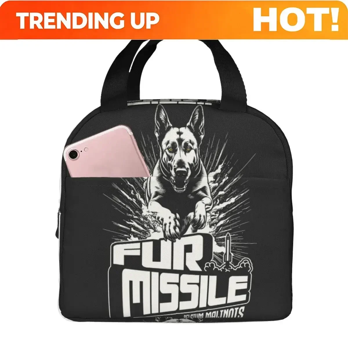 Custom Bag Custom K9 Unit Malinois Belgian Shepherd Dog Insulated Lunch Bag For Women Office Cooler Thermal Food Box Tote Lunch