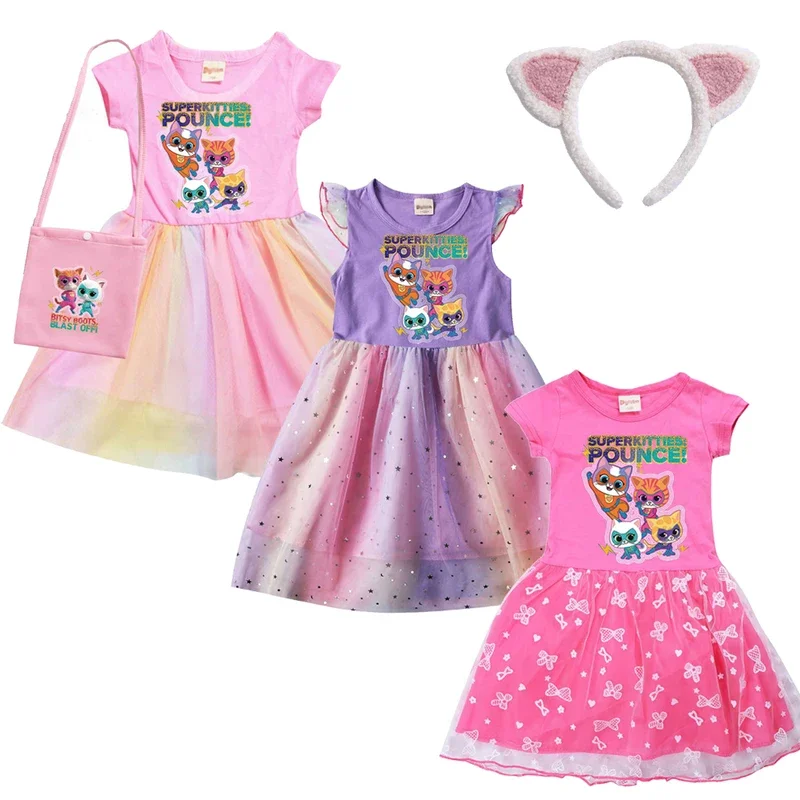 Children's Dresses Cosplay SuperKitties Dresses for SuperKitties Costume Baby Toddler Birthday Summer Vacation Party Clothing