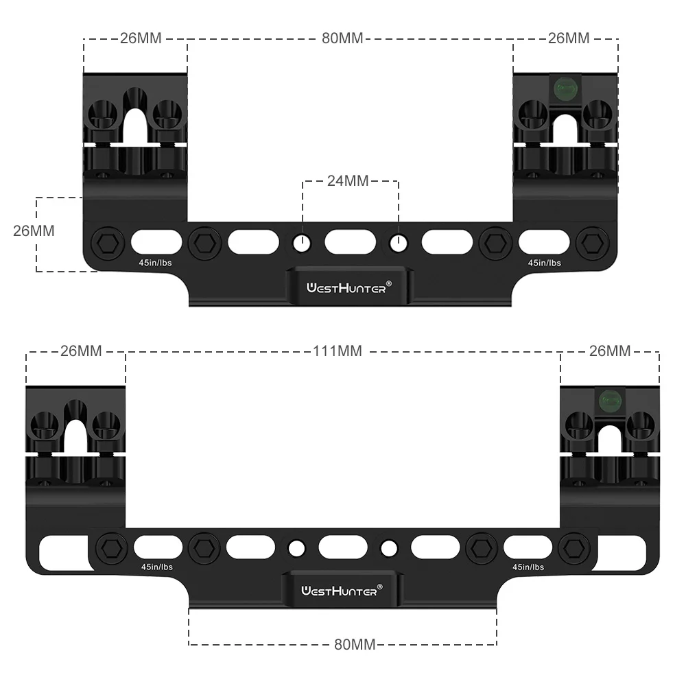 WH304  Scope Mount Rings Adjustable Height Angle 25.4mm 30mm 34mm Sight Mounts 11mm With Bubble Level Bracket